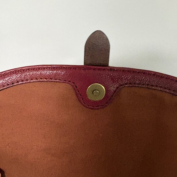 Fossil Leather Crossbody Bag Adjustable Strap Buckle Detail Red Wine Purse - Picture 5 of 8